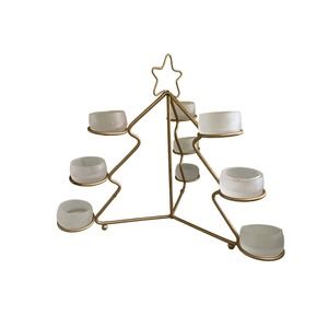 Goldtone Christmas Tree 9 Frosted Tea light Holder